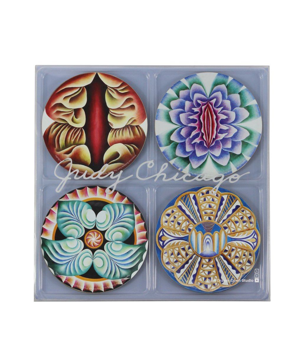 Set of Four Coasters x Judy Chicago Wood Third Drawer Down