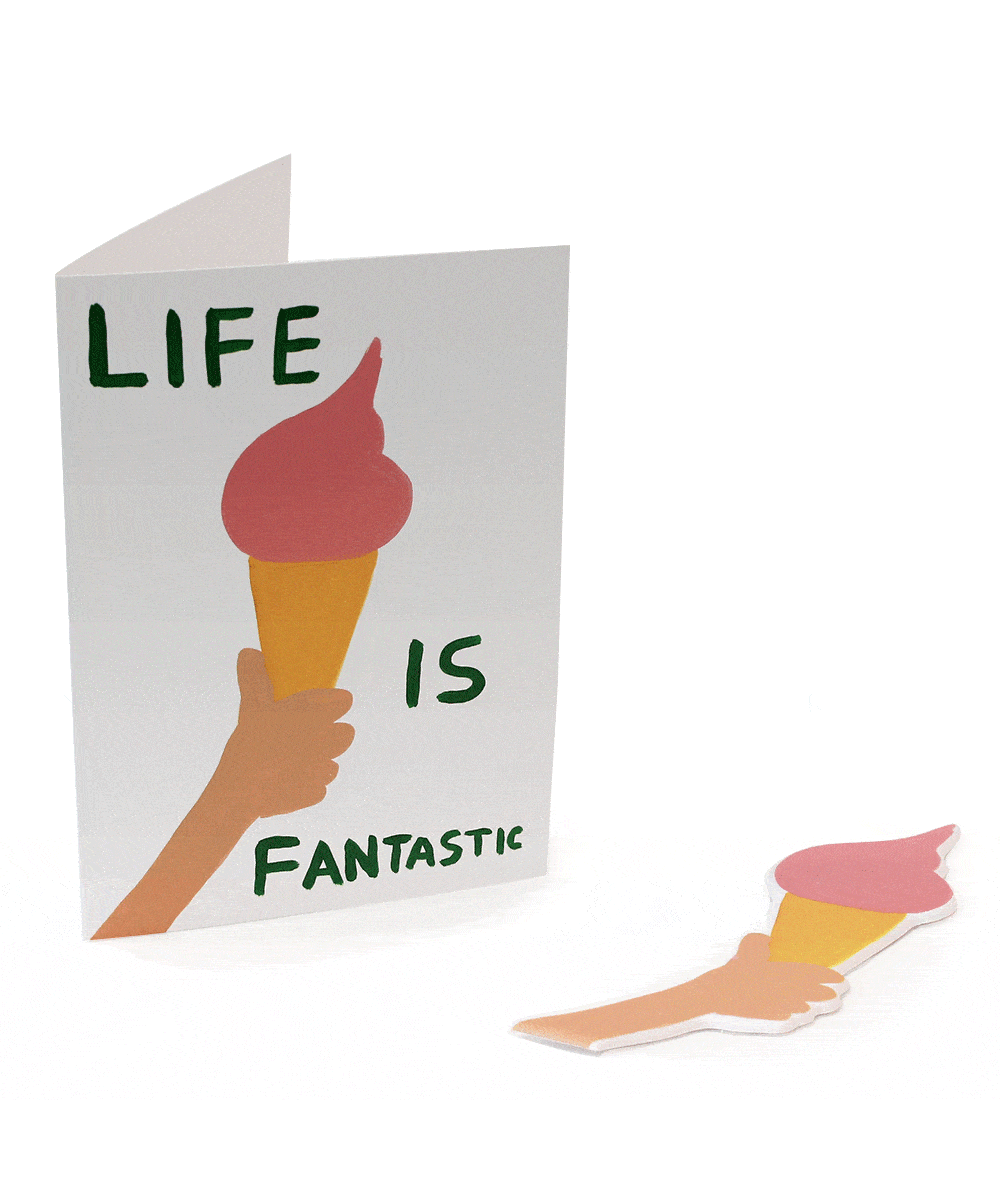 Life Is Fantastic Puffy Sticker Card x David Shrigley