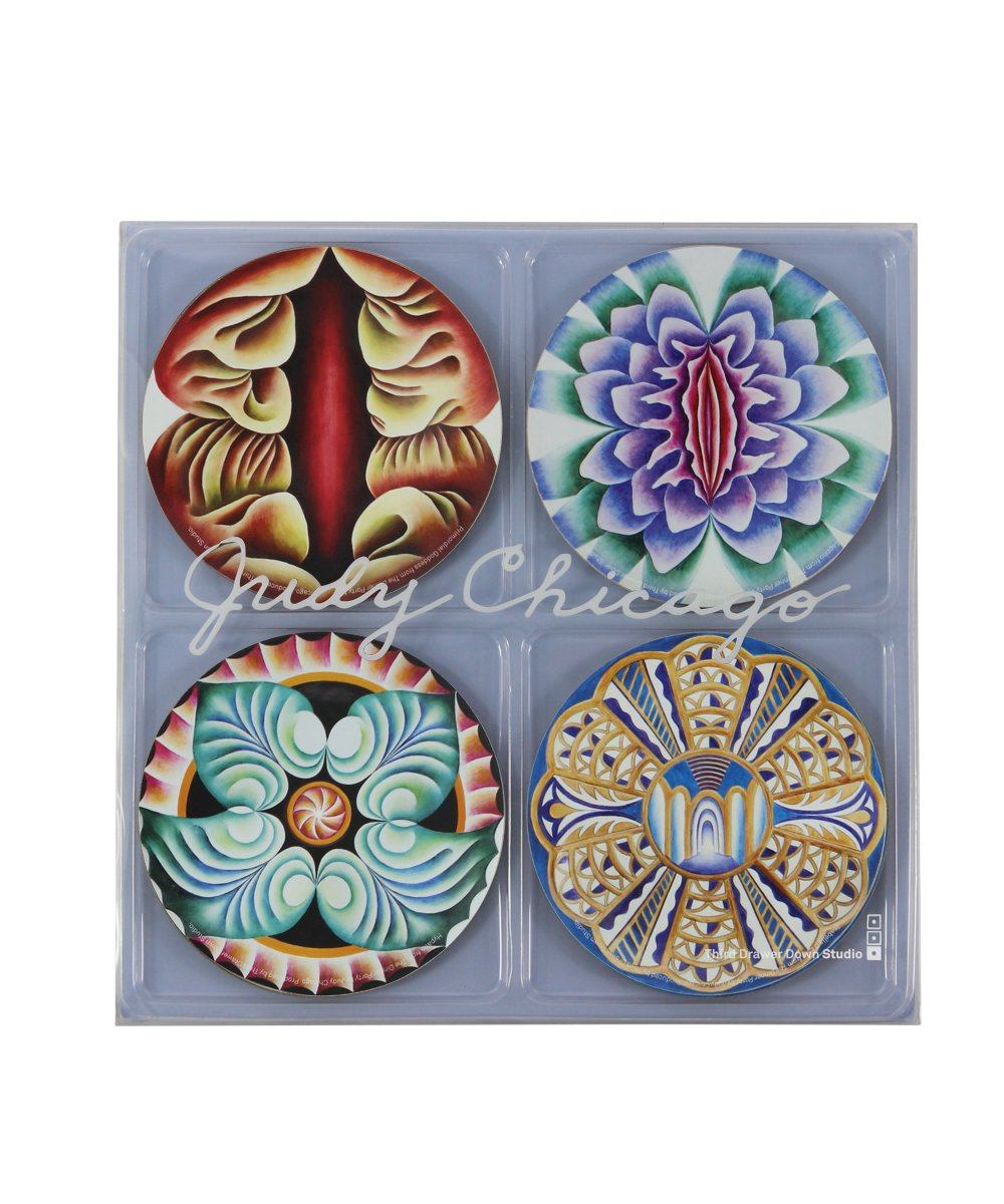 Set of Four Coasters x Judy Chicago Wood Third Drawer Down 
